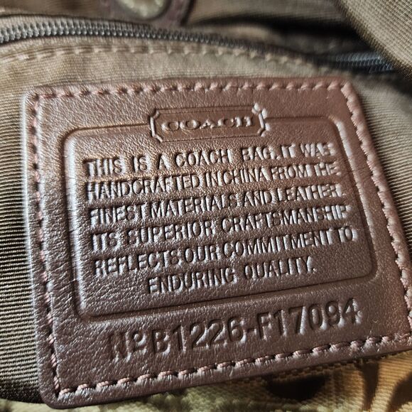 Vintage COACH SOHO SIGNATURE HOBO F17094 Khaki Mahogany Patent Leather Bag RARE - Picture 10 of 13